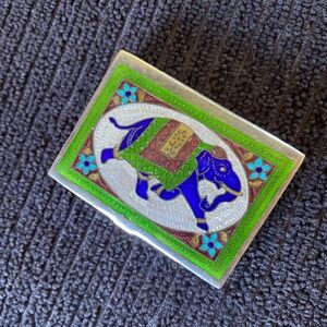 Vintage Silver Enamel Elephant Trinket Box